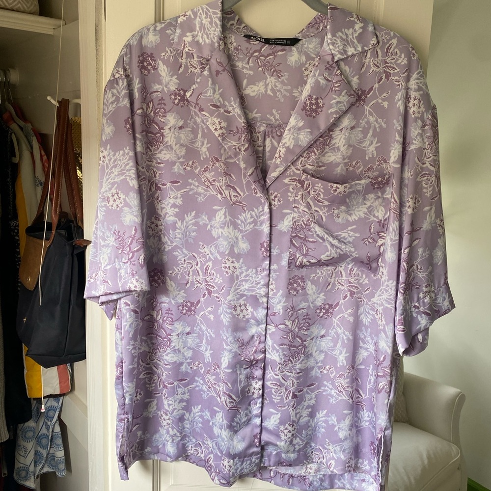 Zara Satin Button Down